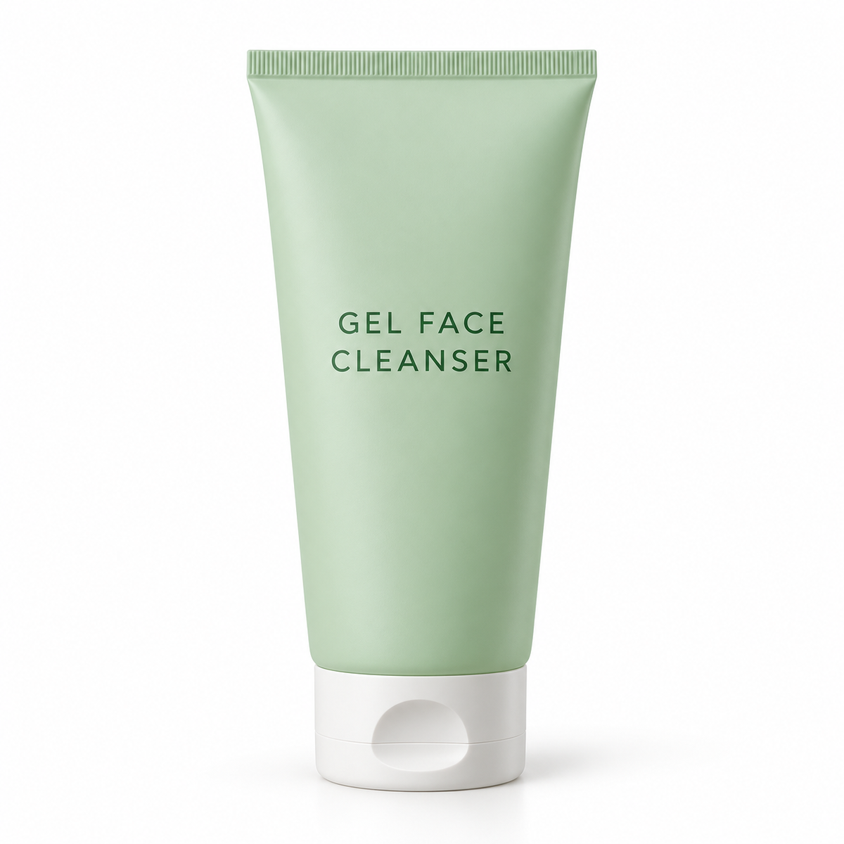 Unbranded mint gel face cleanser tube on white