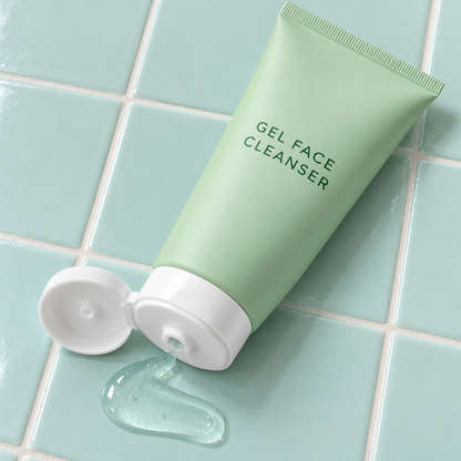 Clear pale aqua cleansing gel concept texture