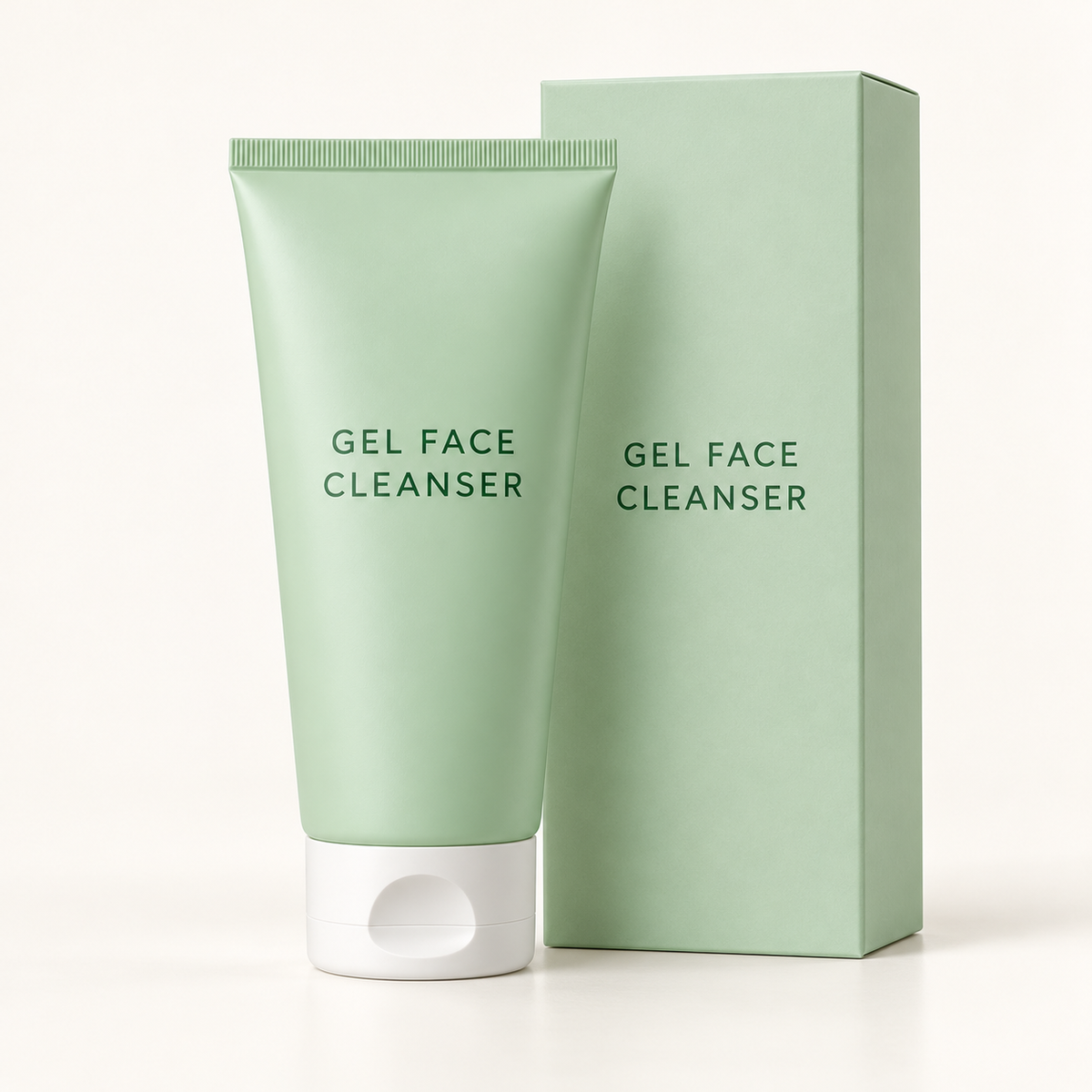 Gel face cleanser and matching unbranded carton
