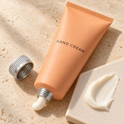 Hand cream texture and silver screw cap detail