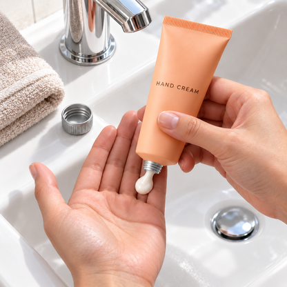 Clean hands dispensing cream after washing