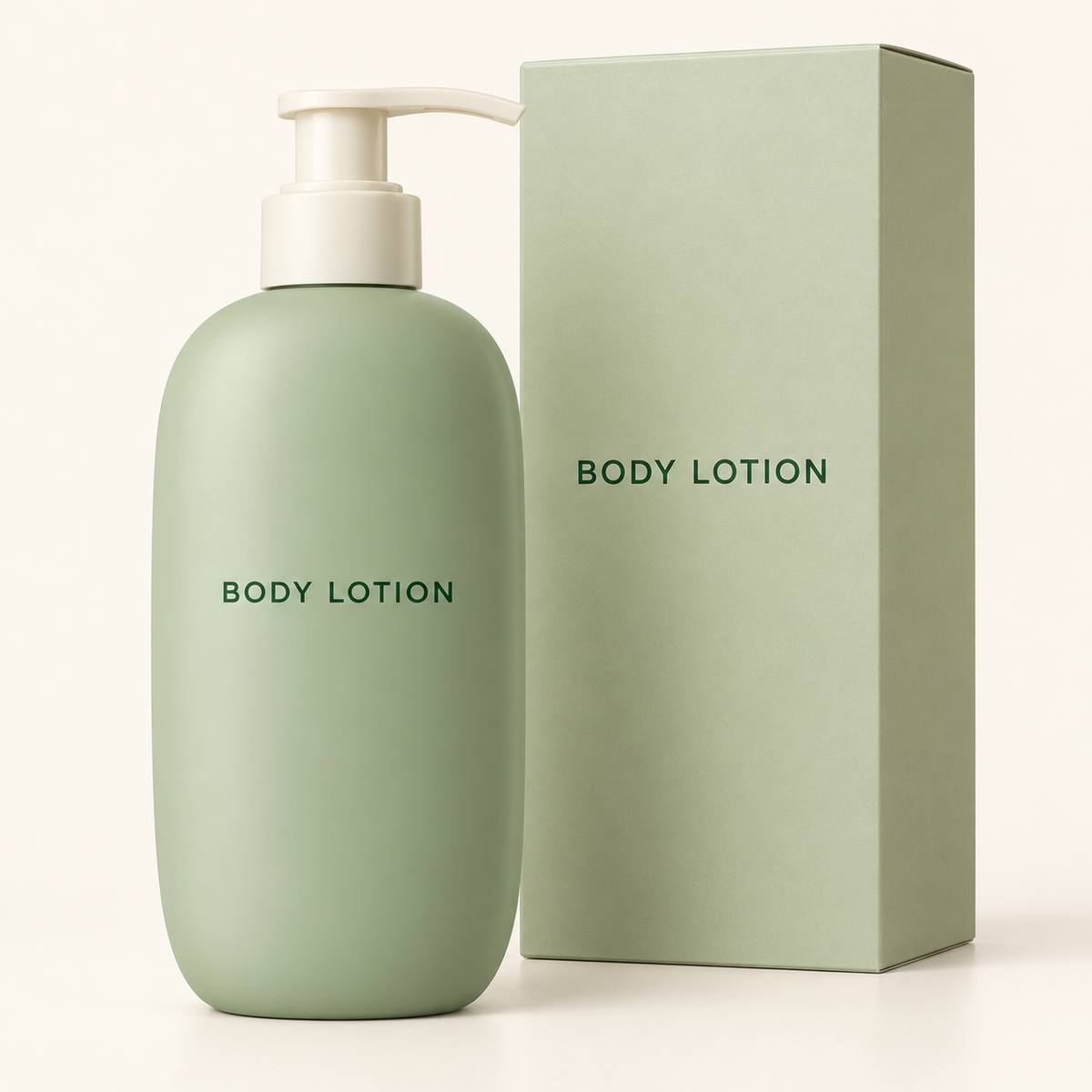 Body lotion bottle with unbranded outer carton