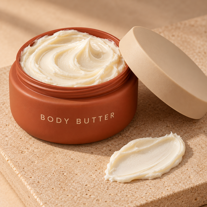 Dense ivory body butter concept texture