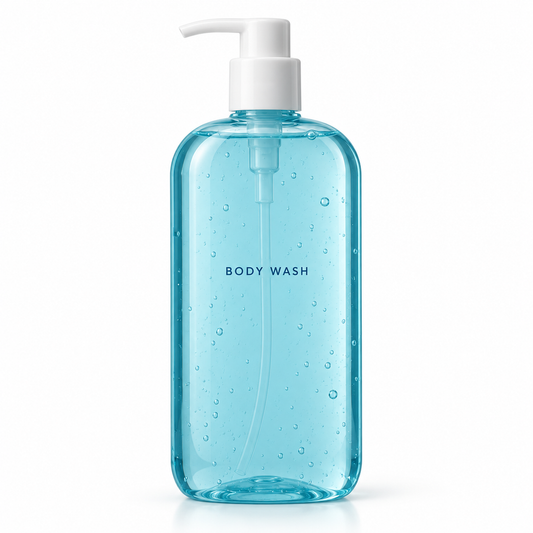 White-background body wash packaging concept