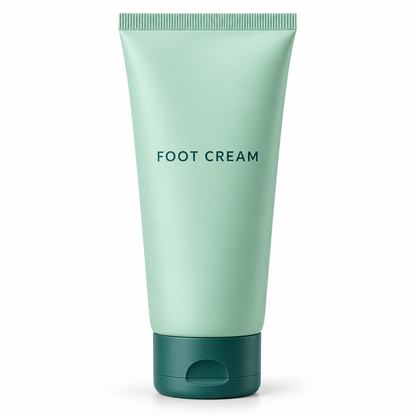 White-background seafoam foot cream tube concept