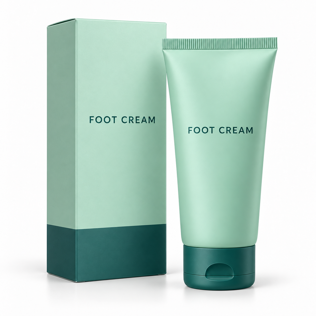 Foot cream tube and matching unbranded carton