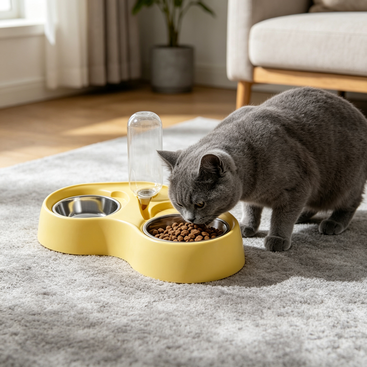 🌼 Slow Feeder Pet Bowl | Yellow ABS Material | Healthy Feeding Solution | Cat & Dog Meal Care Essential | Anti-Choking Design