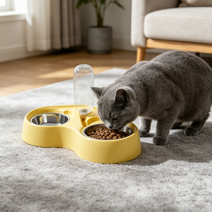 🌼 Slow Feeder Pet Bowl | Yellow ABS Material | Healthy Feeding Solution | Cat & Dog Meal Care Essential | Anti-Choking Design