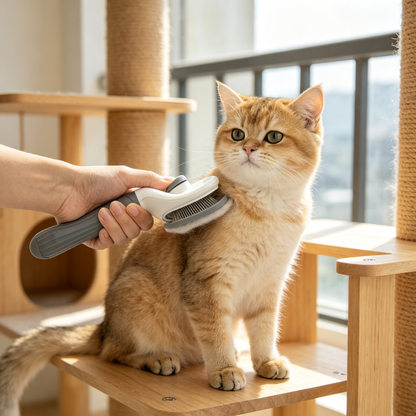 ✨ Cat Grooming Brush | Stainless Steel Pins | Gentle Shedding Care Tool | Pet Hair Removal Essential | Comfortable Massage Design