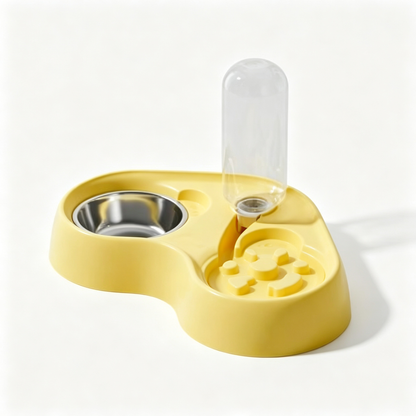 🌼 Slow Feeder Pet Bowl | Yellow ABS Material | Healthy Feeding Solution | Cat & Dog Meal Care Essential | Anti-Choking Design