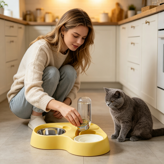 🌼 Slow Feeder Pet Bowl | Yellow ABS Material | Healthy Feeding Solution | Cat & Dog Meal Care Essential | Anti-Choking Design