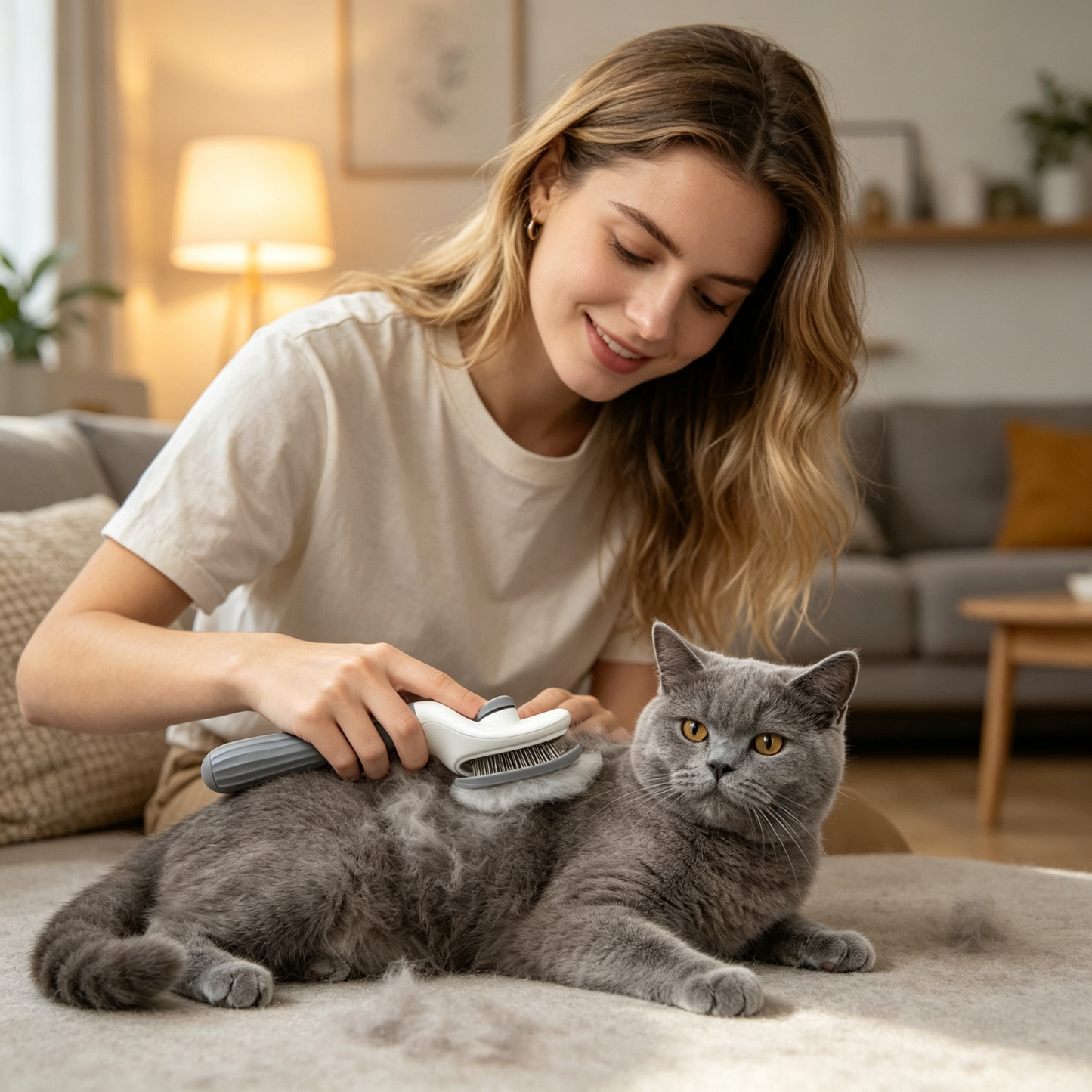✨ Cat Grooming Brush | Stainless Steel Pins | Gentle Shedding Care Tool | Pet Hair Removal Essential | Comfortable Massage Design