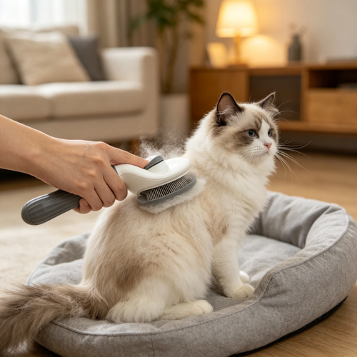 ✨ Cat Grooming Brush | Stainless Steel Pins | Gentle Shedding Care Tool | Pet Hair Removal Essential | Comfortable Massage Design
