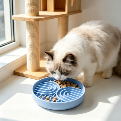💙 Slow Feeder Bowl | Food-Grade Silicone Material | Healthy Pet Feeding Solution | Cat & Dog Owner Essential | Maze Design for Better Eating