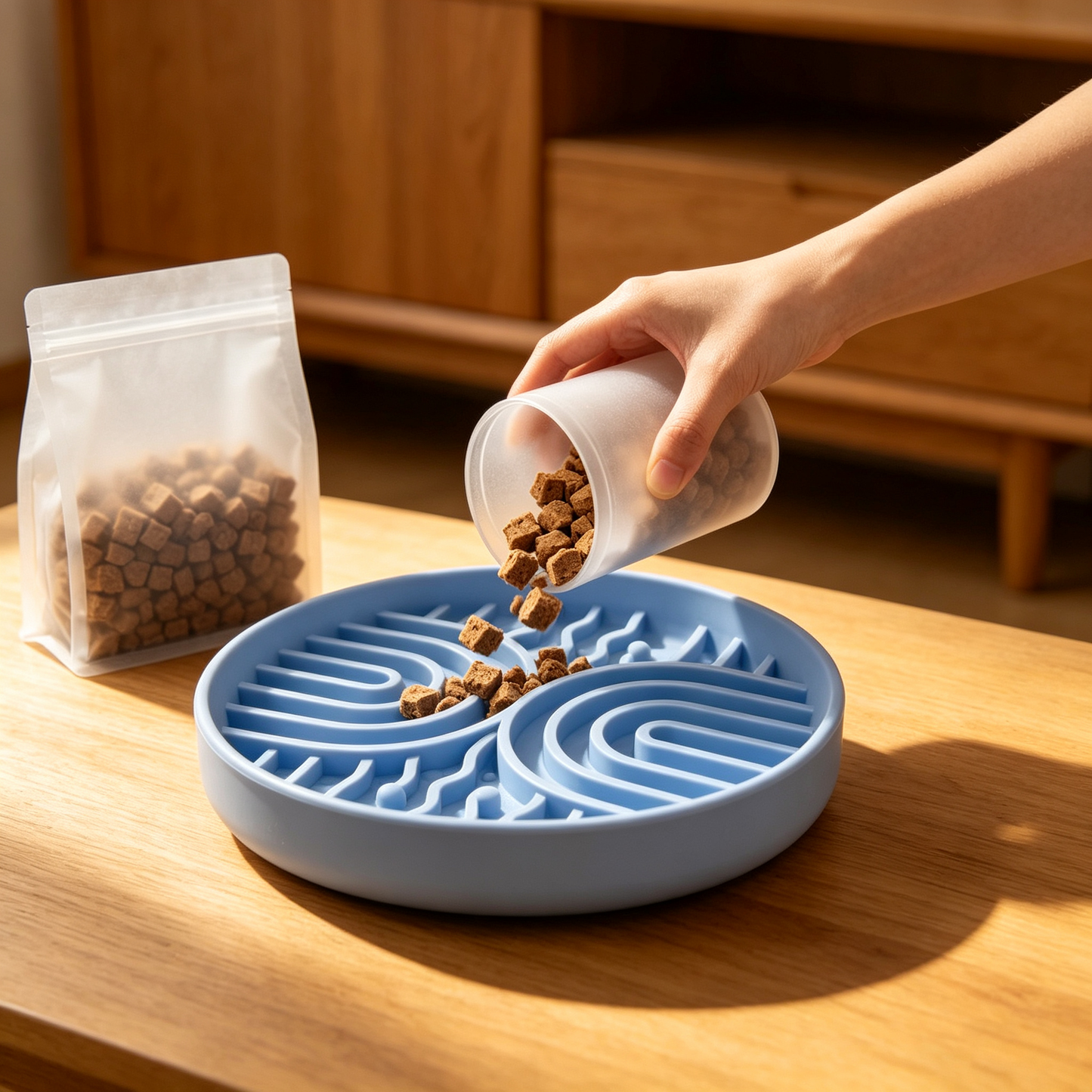 💙 Slow Feeder Bowl | Food-Grade Silicone Material | Healthy Pet Feeding Solution | Cat & Dog Owner Essential | Maze Design for Better Eating