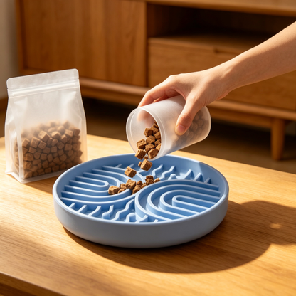 💙 Slow Feeder Bowl | Food-Grade Silicone Material | Healthy Pet Feeding Solution | Cat & Dog Owner Essential | Maze Design for Better Eating