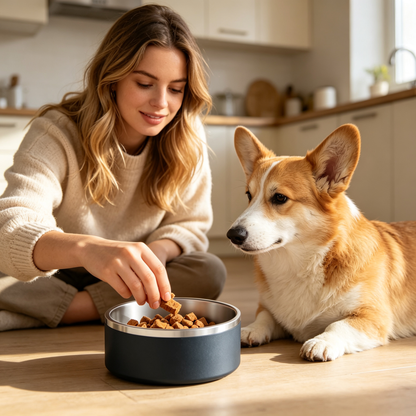 🐾 Slow-Feeder | Stainless Steel | Dining | Pet Parents | Paw Accent
