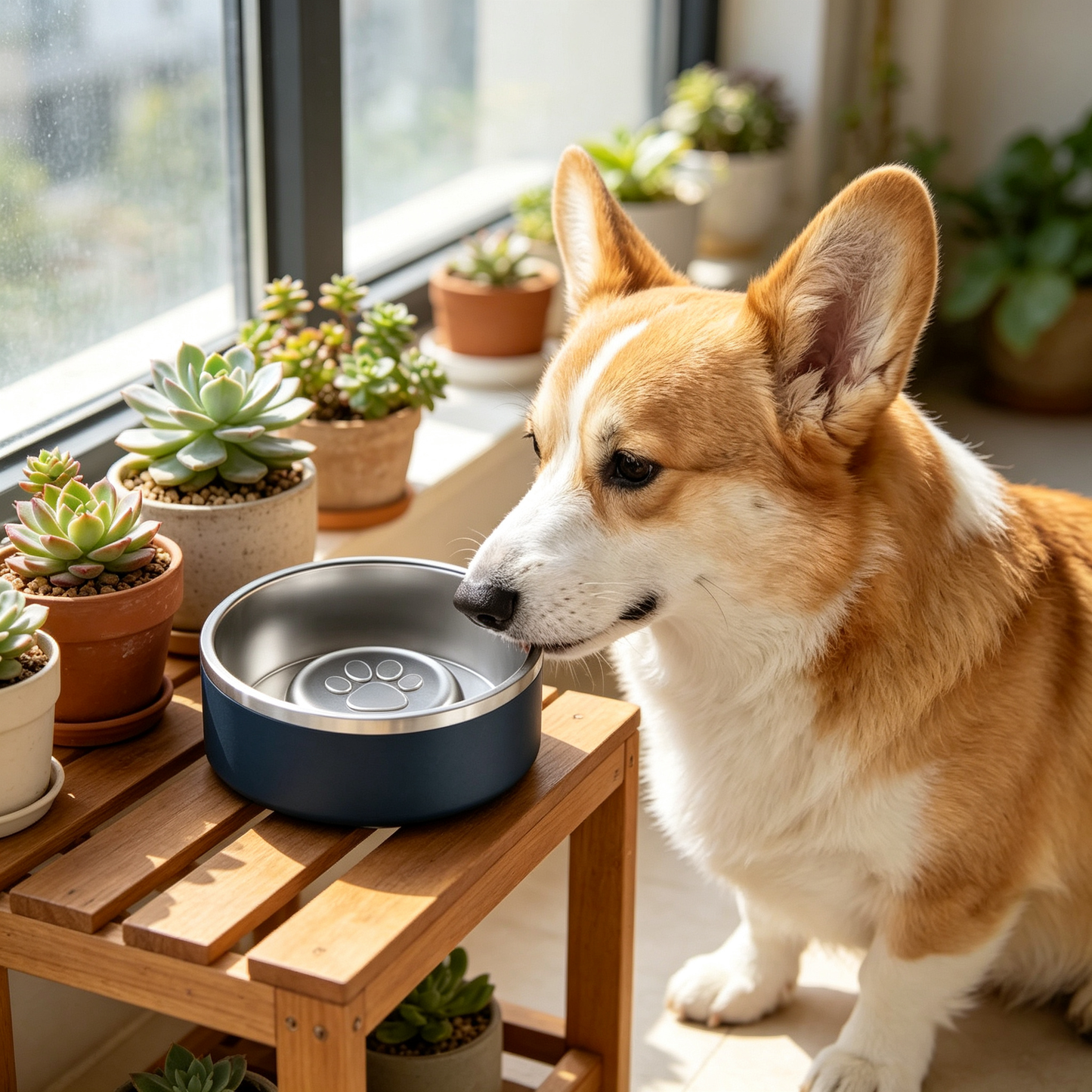 🐾 Slow-Feeder | Stainless Steel | Dining | Pet Parents | Paw Accent